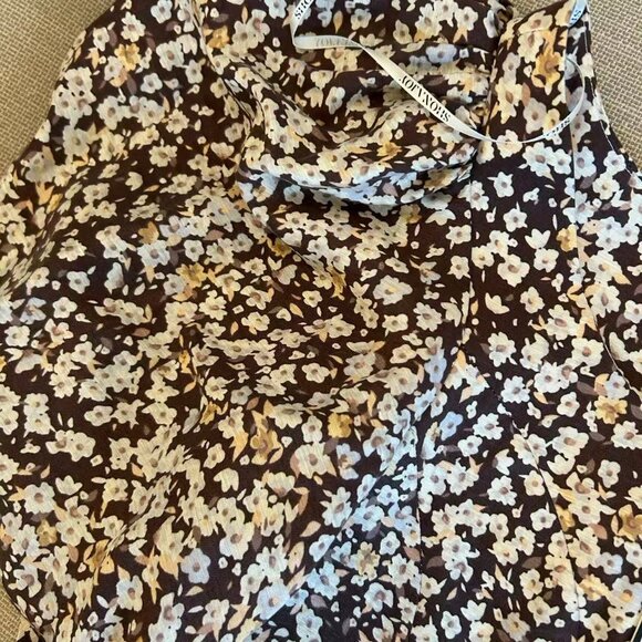 NWT Shona Joy Dahlia OTS Fitted Mini Dress Floral Size8 Brown Cocktail Linen - Picture 6 of 12